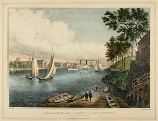 Blackwells Island, East River. Von der 86. Straße, New York, 1862